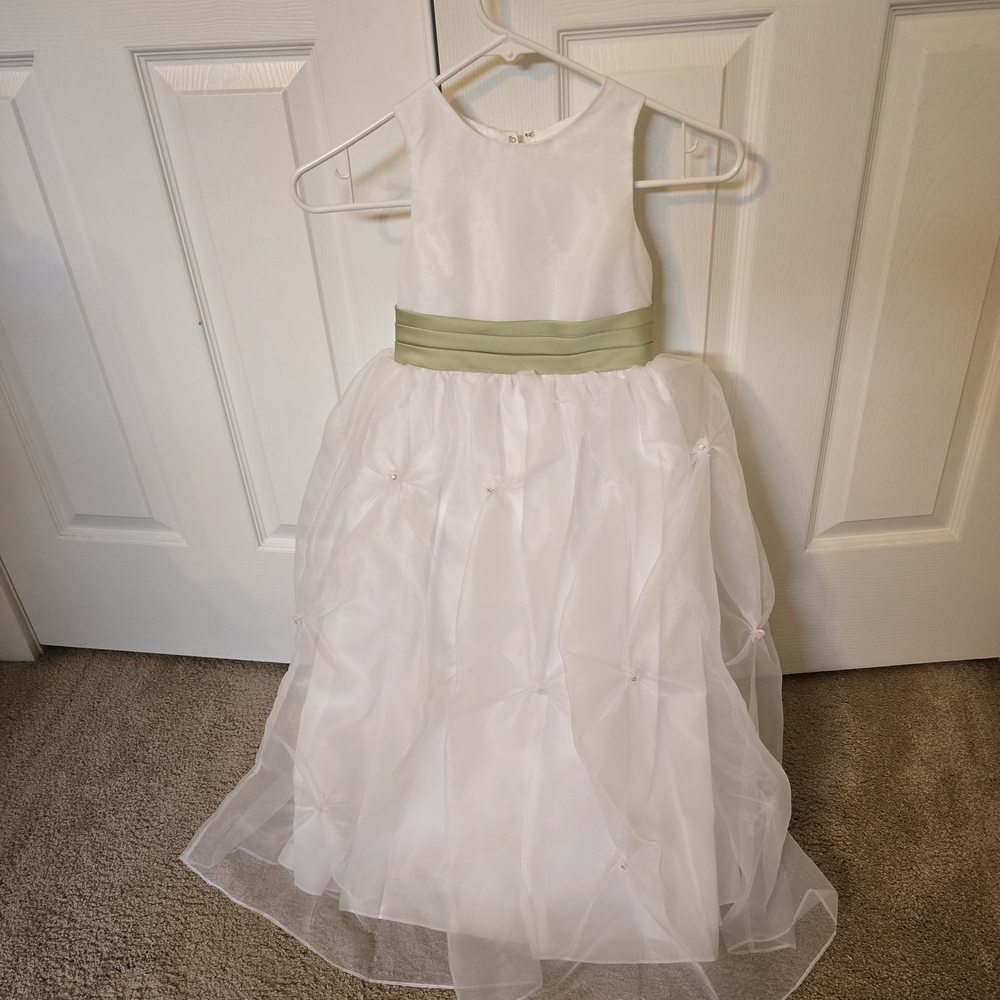 Jordan White and Green Formal Kids Dress